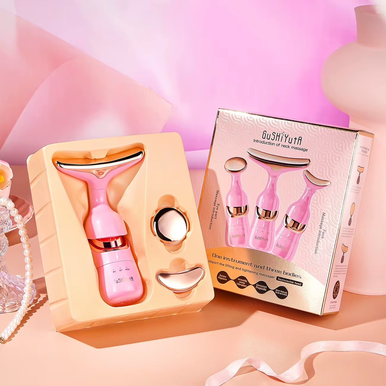 Multi-Functional Beauty Device for Face Slimmer Skin Tightening Wrinkle anti Aging 3 in 1 Facial Lifting Device Neck Eye Massage